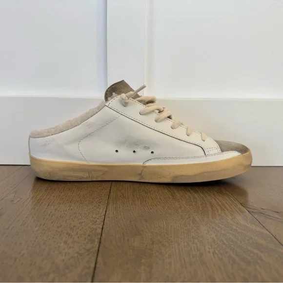 Golden Goose Super-Star Sabot White Leather Star Shearling lining Sneaker - Picture 2 of 7